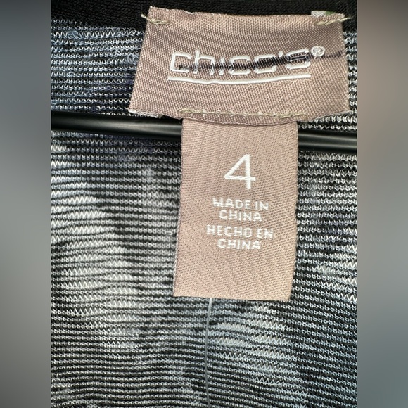 Chico's Knit Jacquard Duster Open Front Cardigan XXL Blue Burnout Knit Elbow SLV - Picture 4 of 11